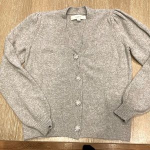 Jeweled gray Loft cardigan